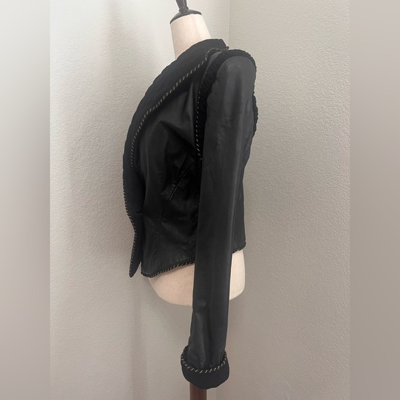 A Norma Di Legge Black Leather Moto Blazer Jacket - Picture 4 of 12